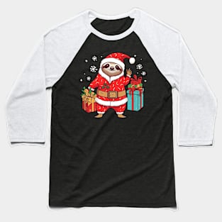 Funny Sloth Santa Claus Merry Christmas Xmas Sloth Lover Baseball T-Shirt